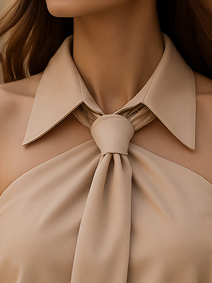 Camisole Halter Neck Strap Necktie Top