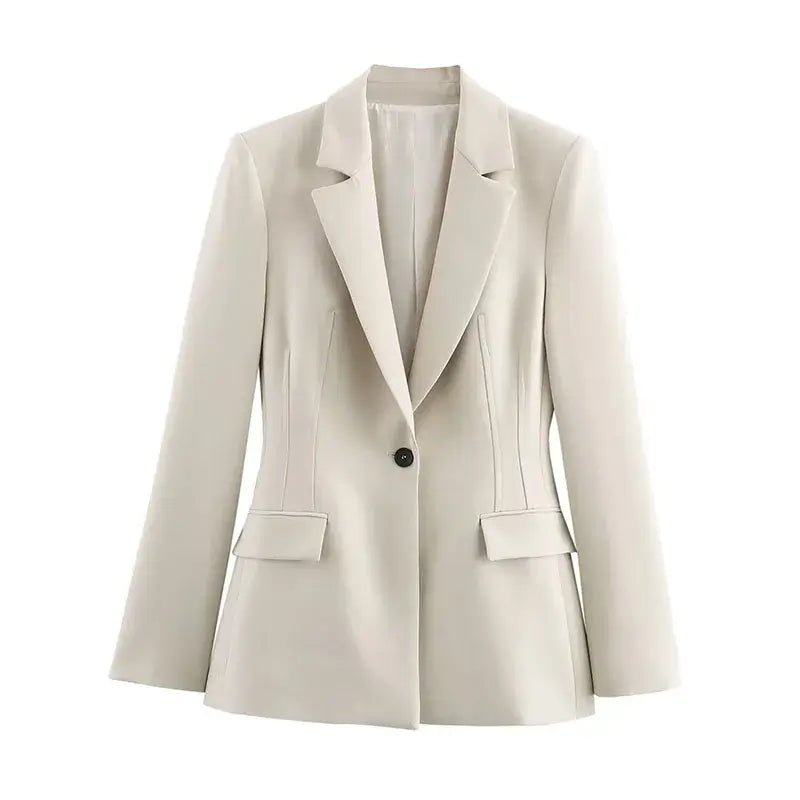 Chic Office Suit – Slim Blazer with Pockets & Wide Pants - LunaKit.LTD