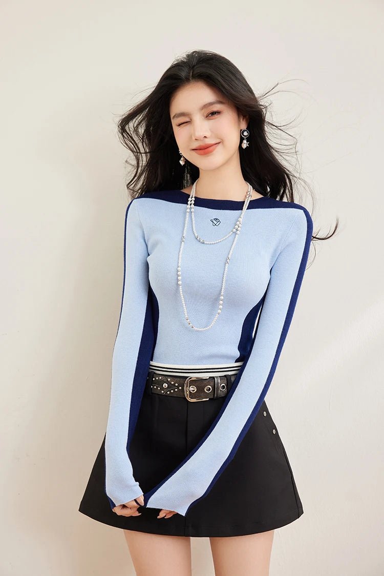 Elastic Knit Top – Casual Long - Sleeve Style - LunaKit.LTD