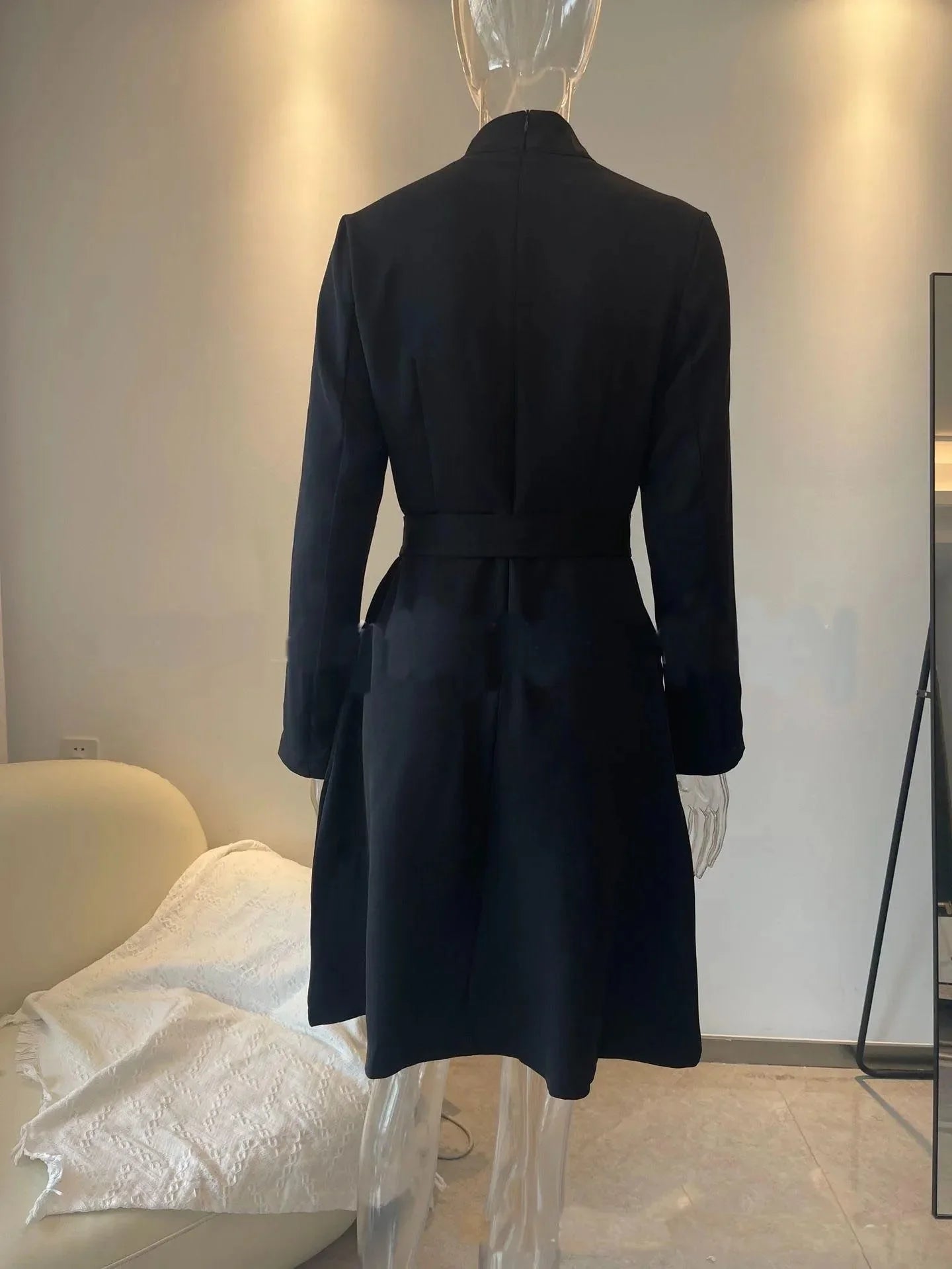 Elegant High - Waist Knit Dress – Buttoned Office Chic - LunaKit.LTD