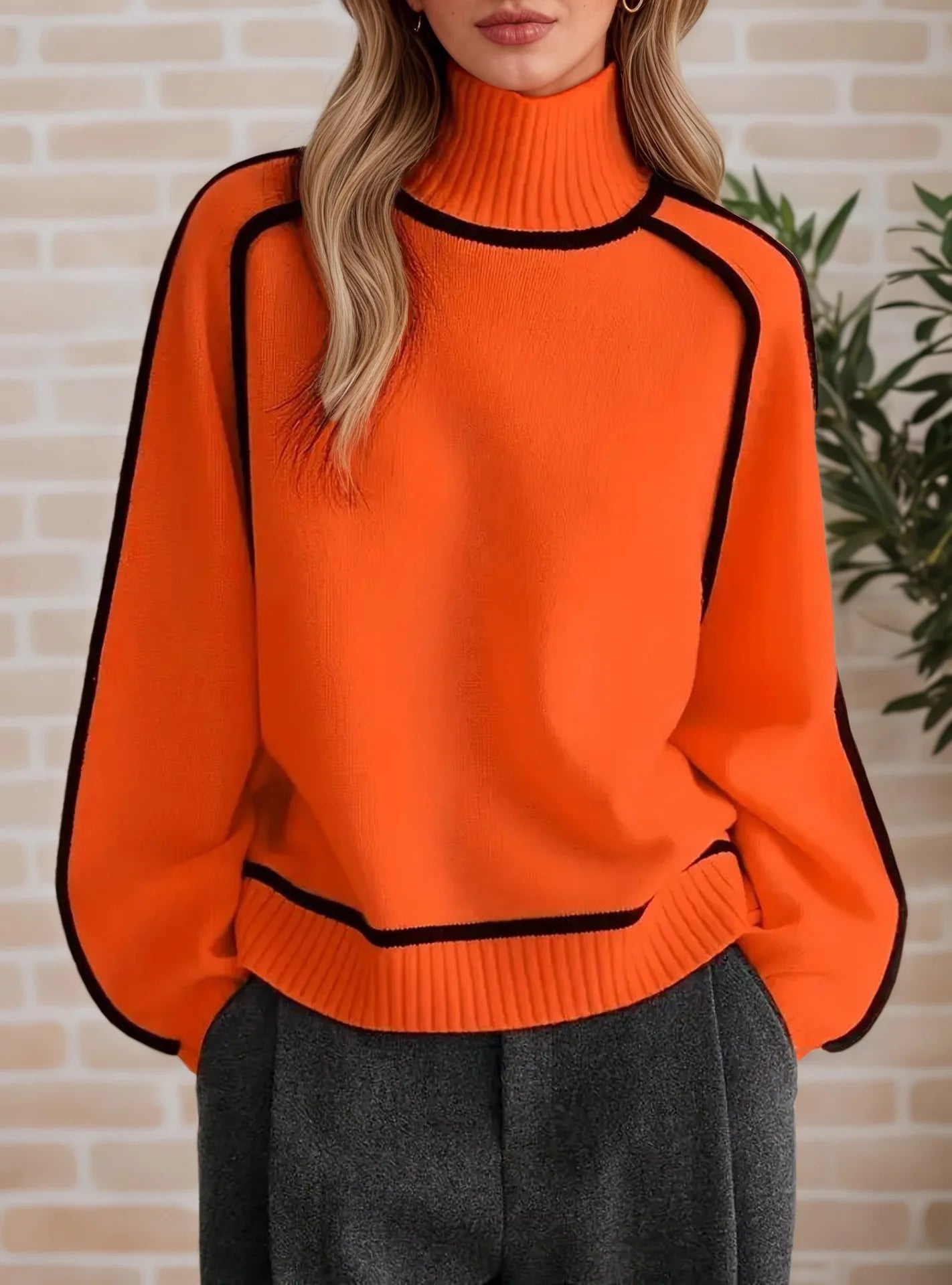 "Elegant Winter High - Neck Sweater – Soft Solid Color Office Pullover" - LunaKit.LTD