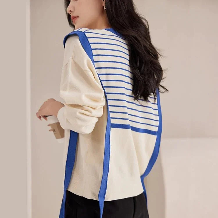 Korean Vintage Sweater – Chic Stitching & Cozy Knit - LunaKit.LTD