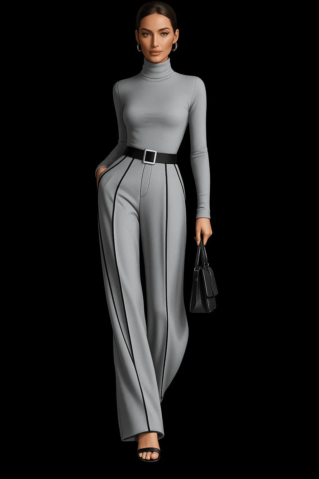 Fashion Trends: Modern Poise in Gray Luxe Two-Piece Set - LunaKit.LTD