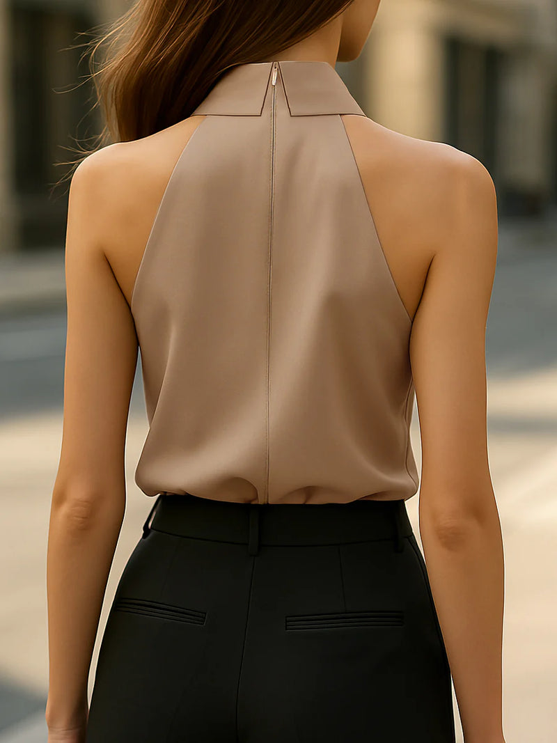 Camisole Halter Neck Strap Necktie Top