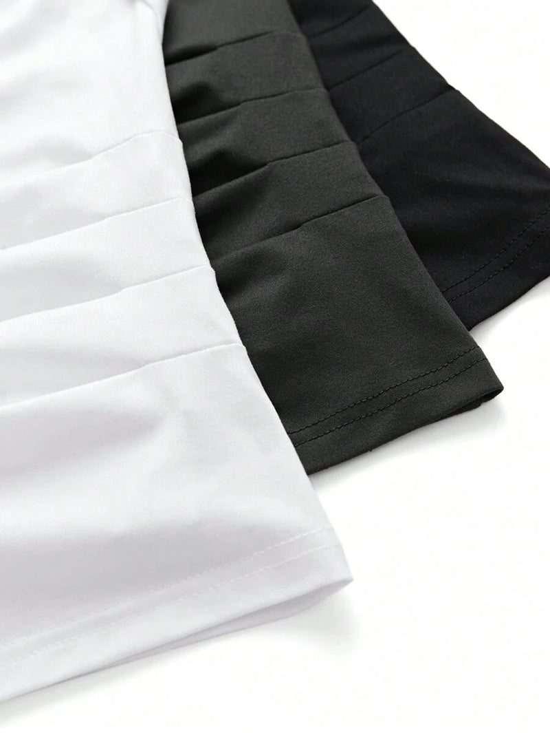 Solid Color Stand Collar Pleated Tank Top