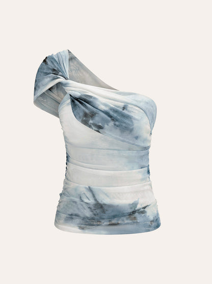 Semi-Sheer One-Shoulder Top