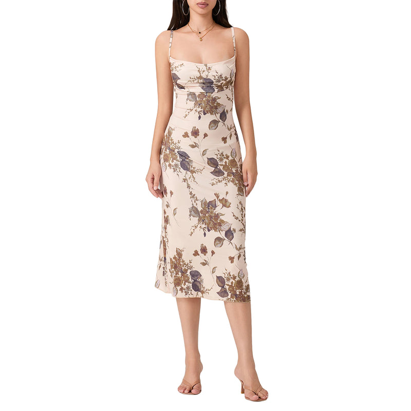 Vintage Bohemian Dried Rose Strap Dress