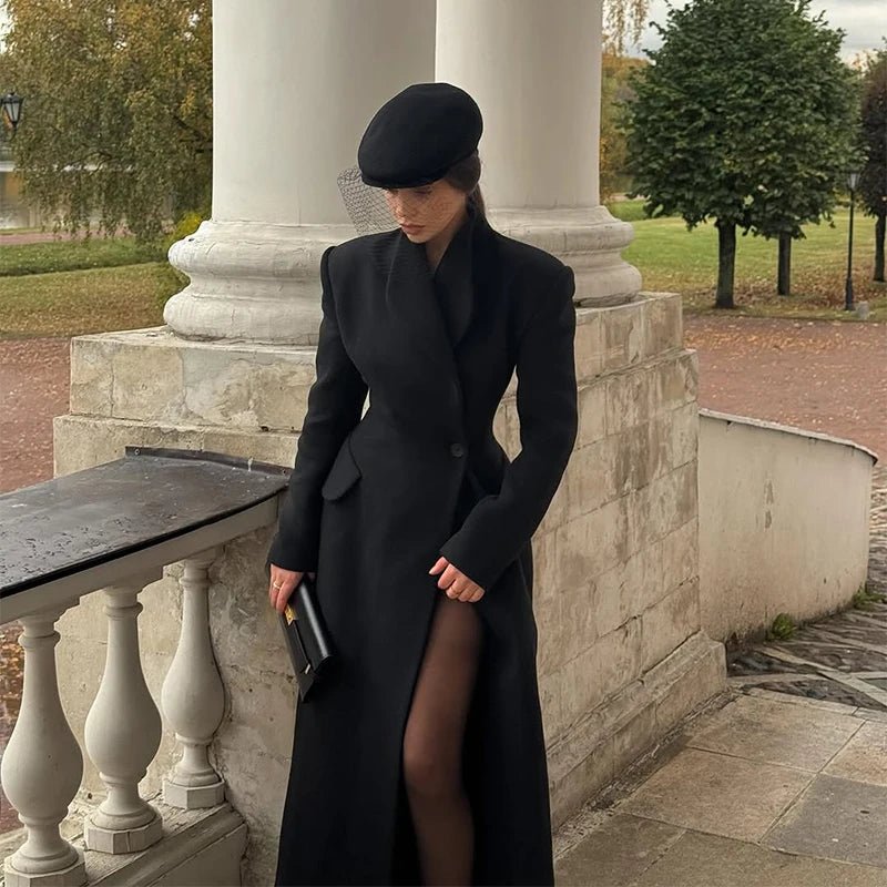 Asymmetric Wrap Wool Maxi Coat – Minimalist Tailoring - LunaKit.LTD