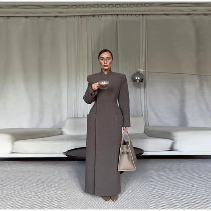 Asymmetric Wrap Wool Maxi Coat – Minimalist Tailoring - LunaKit.LTD