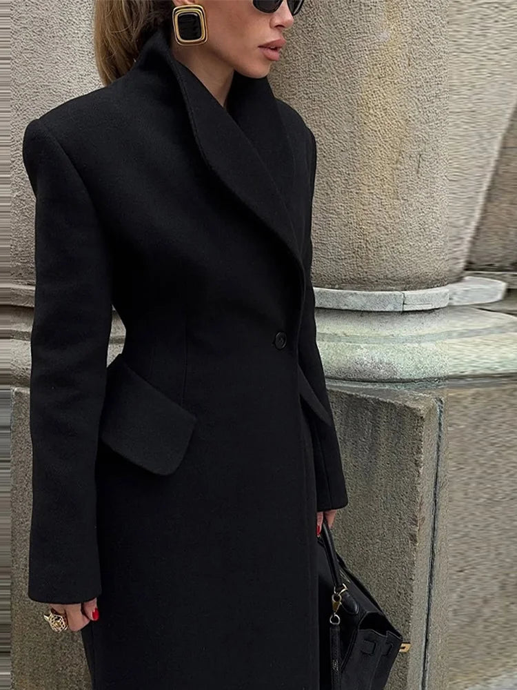 Asymmetric Wrap Wool Maxi Coat – Minimalist Tailoring - LunaKit.LTD