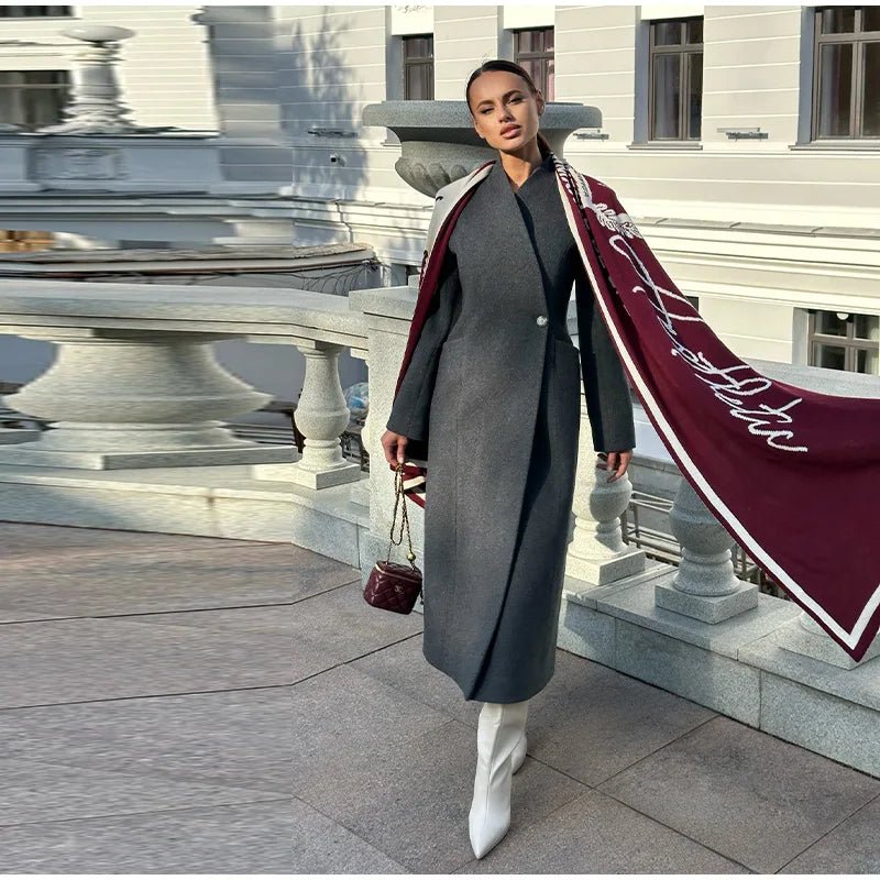 Asymmetric Wrap Wool Maxi Coat – Minimalist Tailoring - LunaKit.LTD