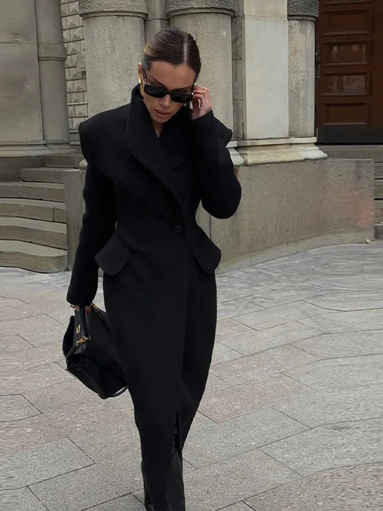 Asymmetric Wrap Wool Maxi Coat – Minimalist Tailoring - LunaKit.LTD