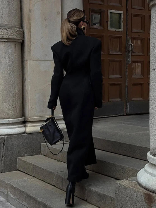 Asymmetric Wrap Wool Maxi Coat – Minimalist Tailoring - LunaKit.LTD