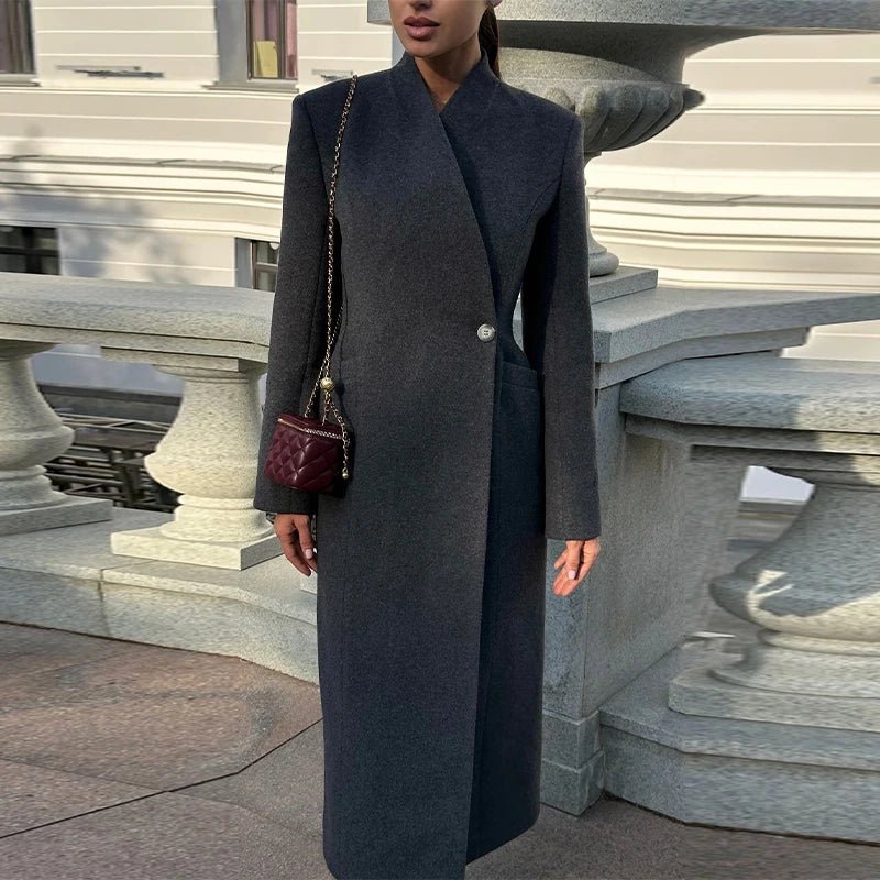 Asymmetric Wrap Wool Maxi Coat – Minimalist Tailoring - LunaKit.LTD