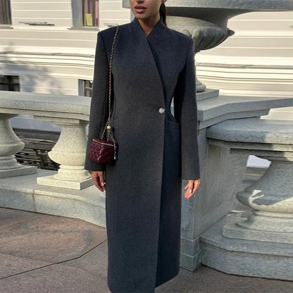 Asymmetric Wrap Wool Maxi Coat – Minimalist Tailoring - LunaKit.LTD