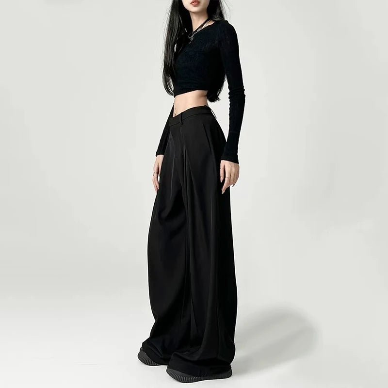 Baggy Grey Pants – Casual High - Waist Harajuku Look - LunaKit.LTD