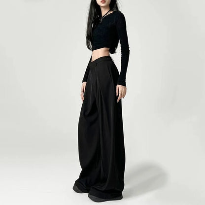 Baggy Grey Pants – Casual High - Waist Harajuku Look - LunaKit.LTD