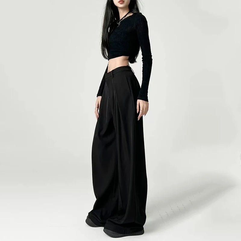 Baggy Grey Pants – Casual High - Waist Harajuku Look - LunaKit.LTD