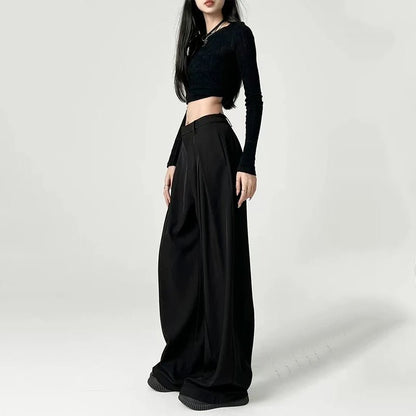 Baggy Grey Pants – Casual High - Waist Harajuku Look - LunaKit.LTD