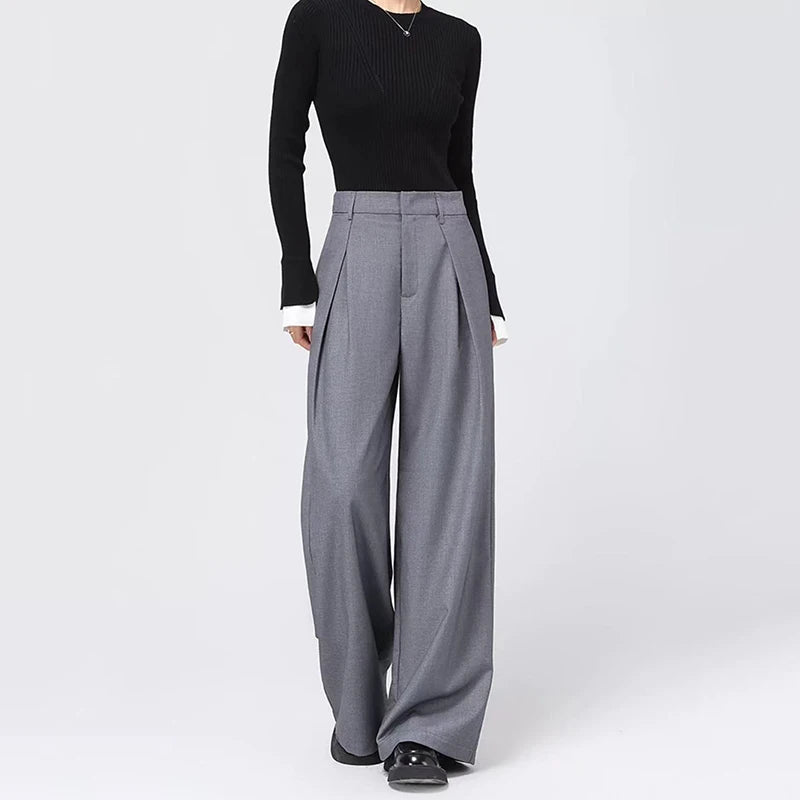 Baggy Grey Pants – Casual High - Waist Harajuku Look - LunaKit.LTD