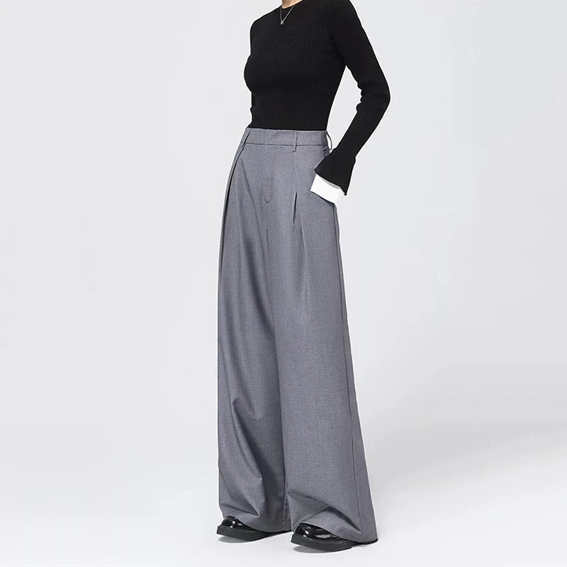 Baggy Grey Pants – Casual High - Waist Harajuku Look - LunaKit.LTD