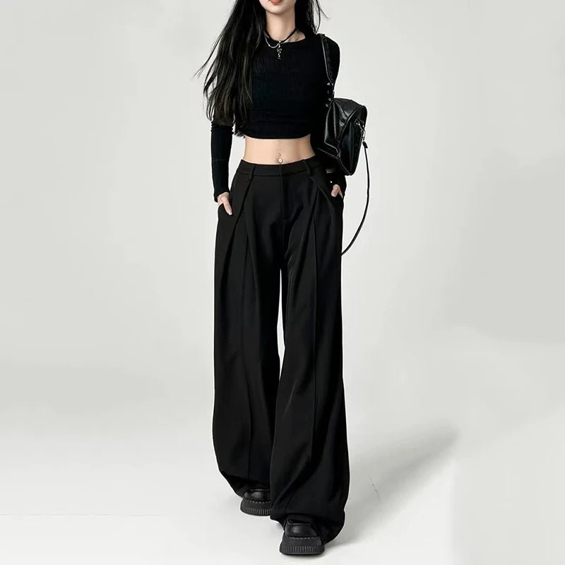 Baggy Grey Pants – Casual High - Waist Harajuku Look - LunaKit.LTD