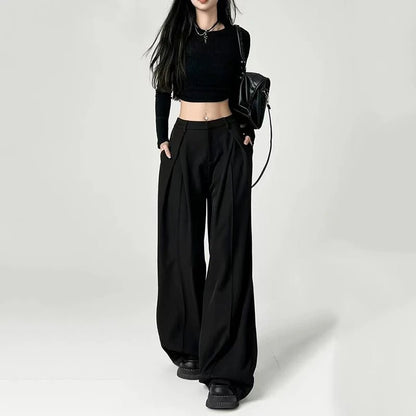 Baggy Grey Pants – Casual High - Waist Harajuku Look - LunaKit.LTD