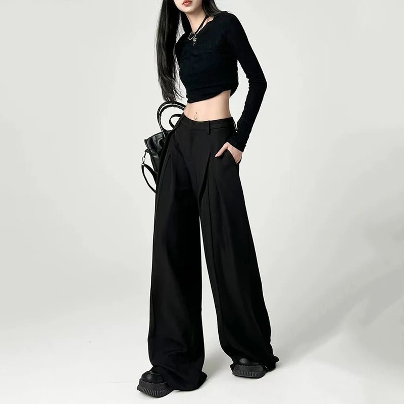 Baggy Grey Pants – Casual High - Waist Harajuku Look - LunaKit.LTD