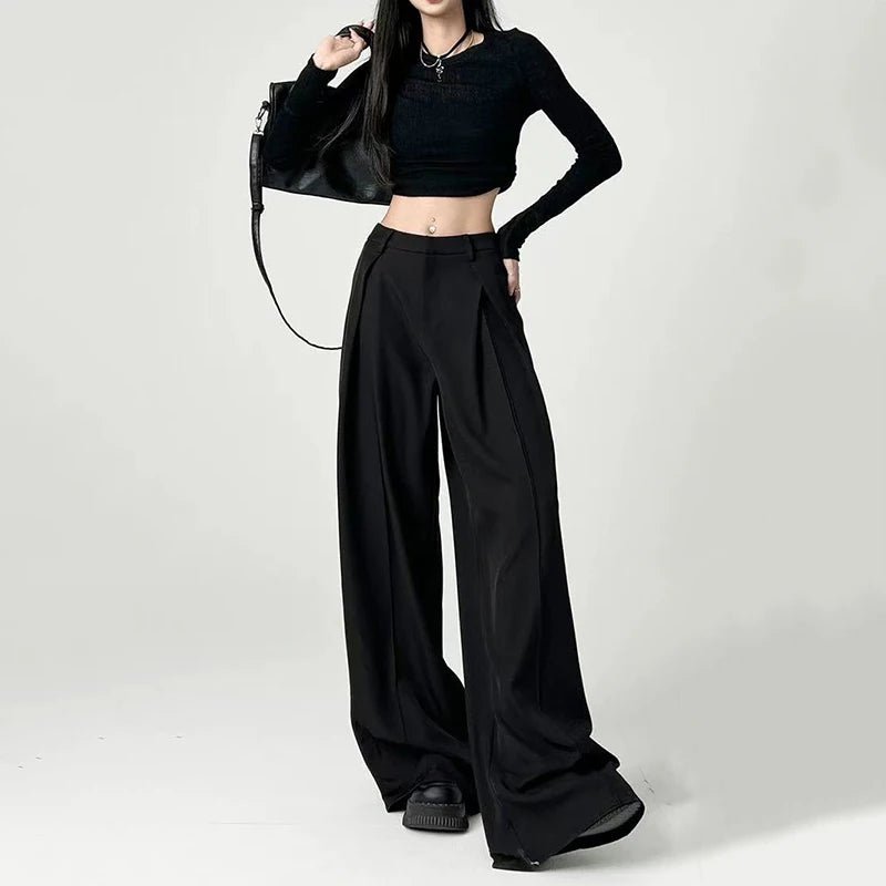 Baggy Grey Pants – Casual High - Waist Harajuku Look - LunaKit.LTD