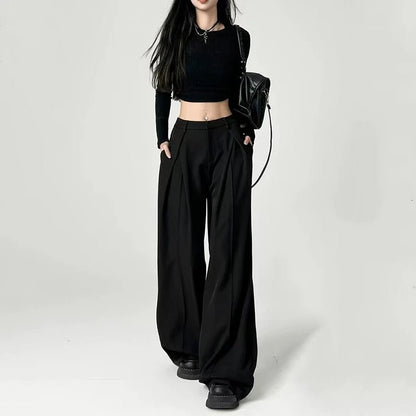 Baggy Grey Pants – Casual High - Waist Harajuku Look - LunaKit.LTD