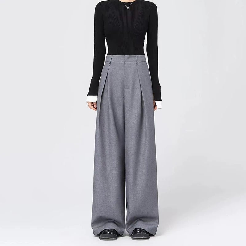 Baggy Grey Pants – Casual High - Waist Harajuku Look - LunaKit.LTD