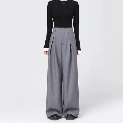 Baggy Grey Pants – Casual High - Waist Harajuku Look - LunaKit.LTD