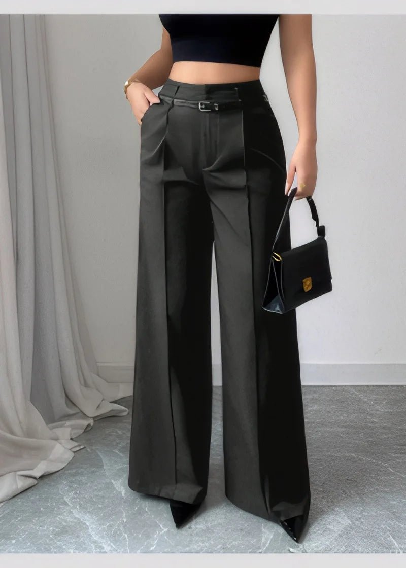 Belted Wide - Leg Trousers – Chic Office Summer Look - LunaKit.LTD