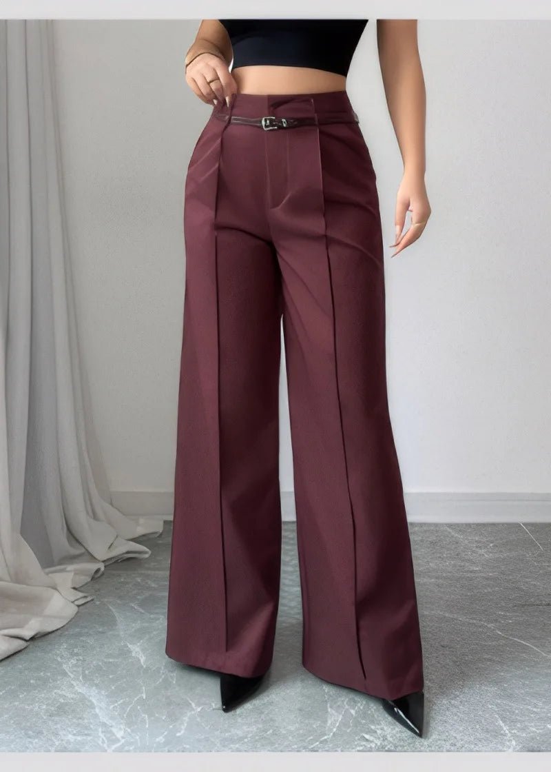 Belted Wide - Leg Trousers – Chic Office Summer Look - LunaKit.LTD