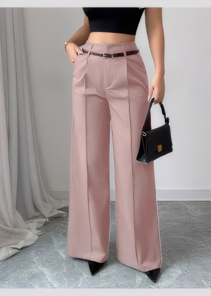 Belted Wide - Leg Trousers – Chic Office Summer Look - LunaKit.LTD