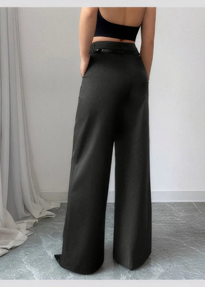 Belted Wide - Leg Trousers – Chic Office Summer Look - LunaKit.LTD