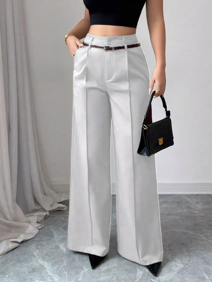 Belted Wide - Leg Trousers – Chic Office Summer Look - LunaKit.LTD