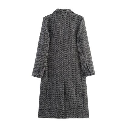 British Style Plaid Coat – Medium - Length Office Chic - LunaKit.LTD