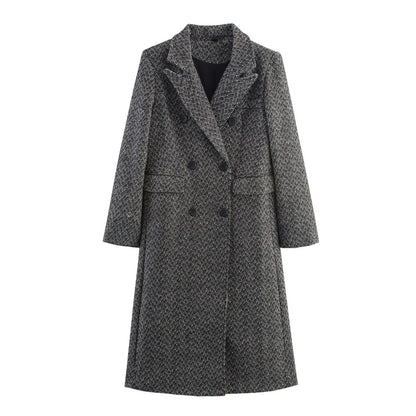 British Style Plaid Coat – Medium - Length Office Chic - LunaKit.LTD
