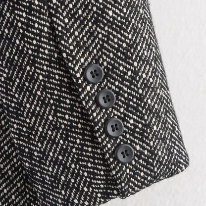 British Style Plaid Coat – Medium - Length Office Chic - LunaKit.LTD