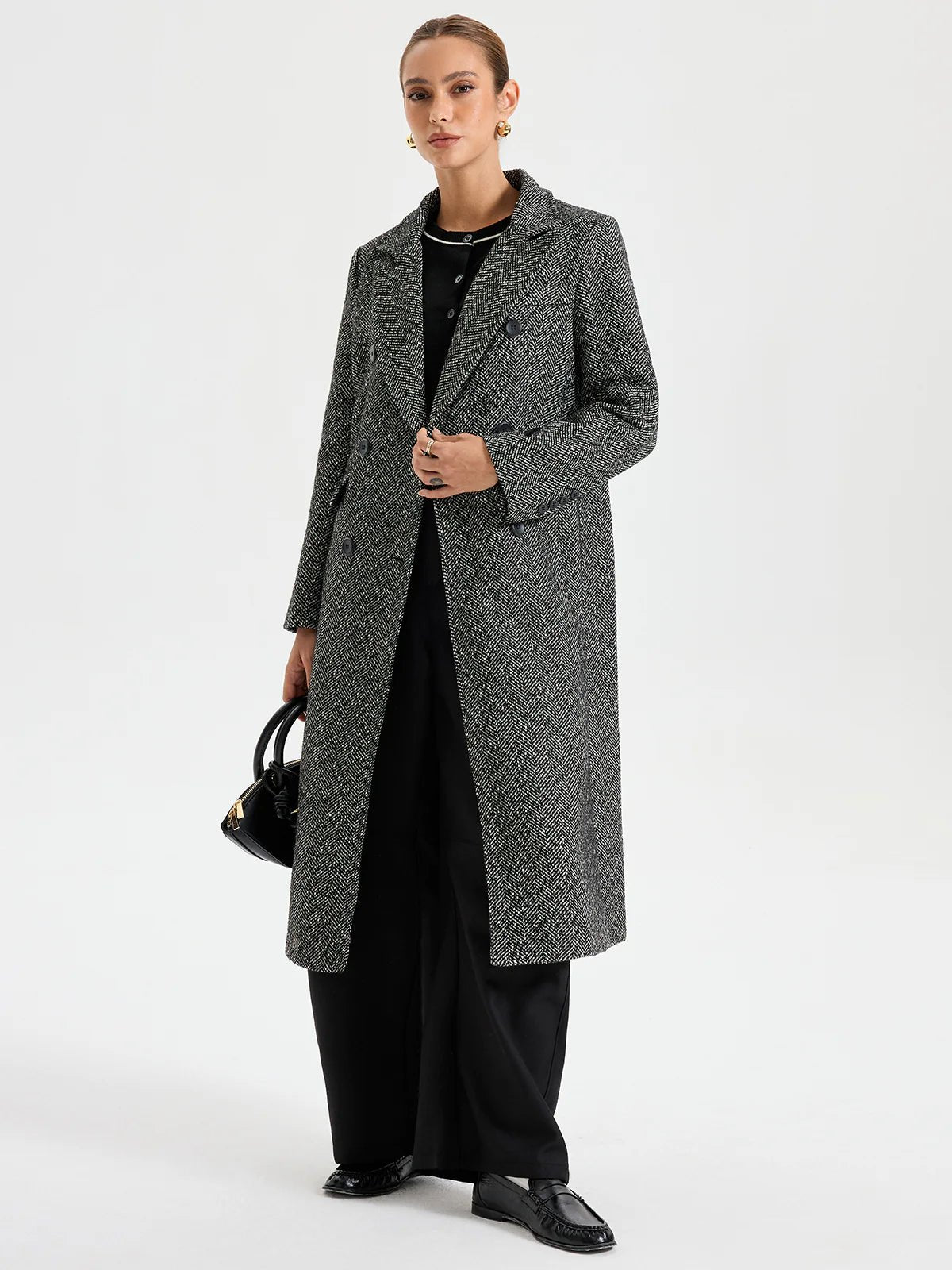 British Style Plaid Coat – Medium - Length Office Chic - LunaKit.LTD