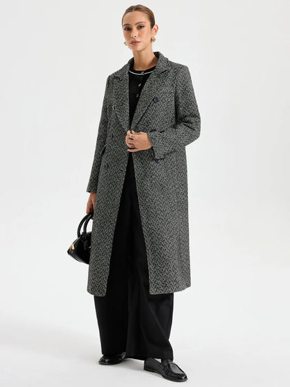 British Style Plaid Coat – Medium - Length Office Chic - LunaKit.LTD