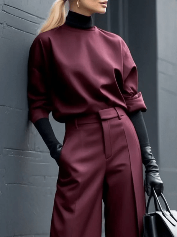 Burgundy Round - Neck Tee – Effortless Spring Streetwear - LunaKit.LTD