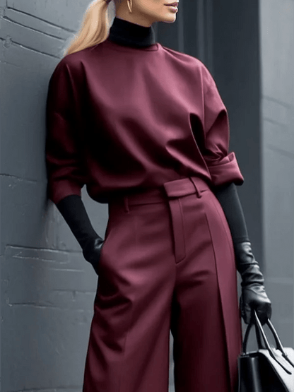 Burgundy Round - Neck Tee – Effortless Spring Streetwear - LunaKit.LTD