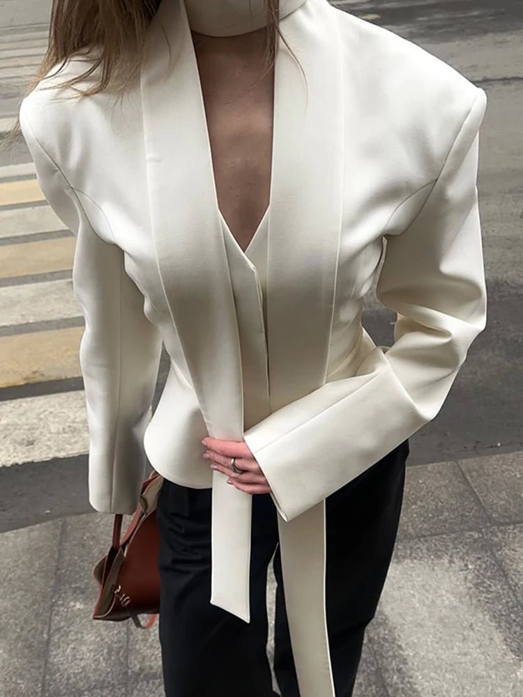 Button - Up V - Neck Blouse – Striped Modern Style - LunaKit.LTD