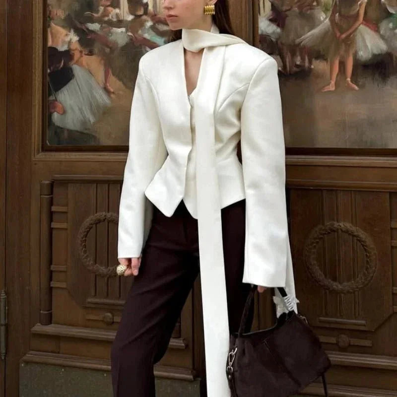 Button - Up V - Neck Blouse – Striped Modern Style - LunaKit.LTD