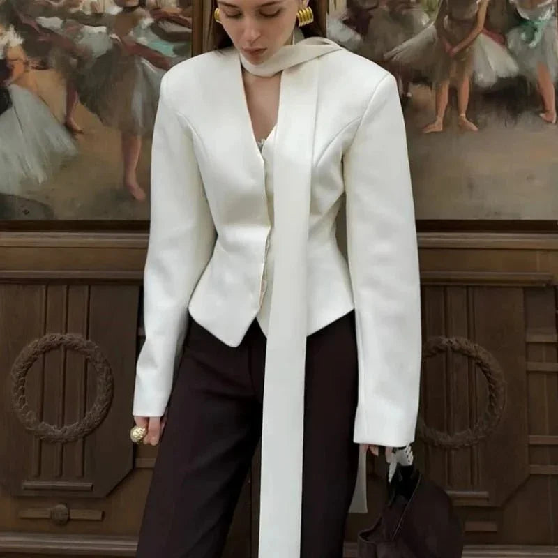 Button - Up V - Neck Blouse – Striped Modern Style - LunaKit.LTD