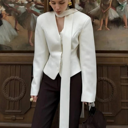 Button - Up V - Neck Blouse – Striped Modern Style - LunaKit.LTD