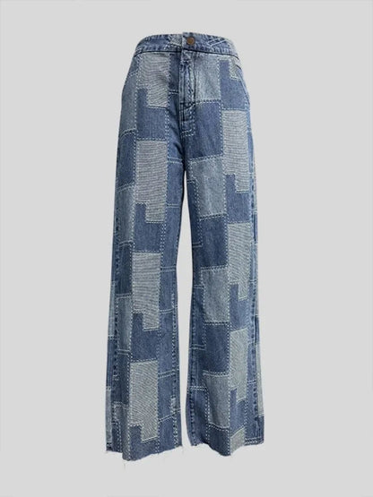 Buttoned High - Waist Denim Pants – Loose Fit Style - LunaKit.LTD