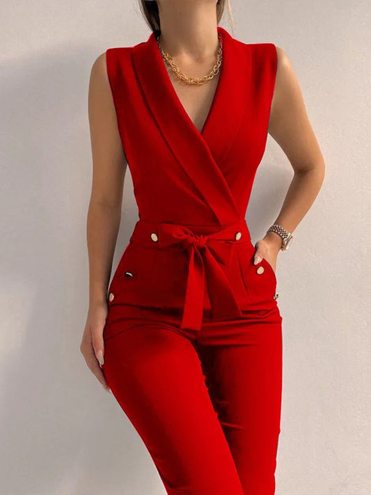 Buttoned Lace - Up Jumpsuit – Casual Street Chic - LunaKit.LTD